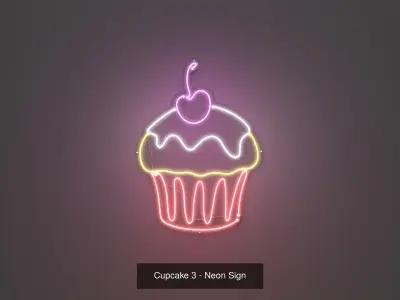 Cupcakes Pack - Neon Signs 3D Model Collection
