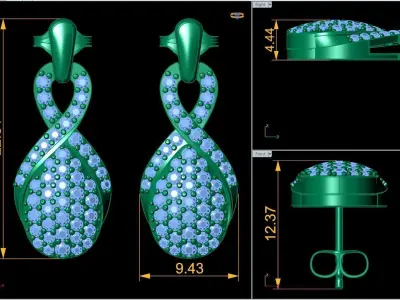 Luxury Fancy Woman Earring 3d Model Print  3D print model