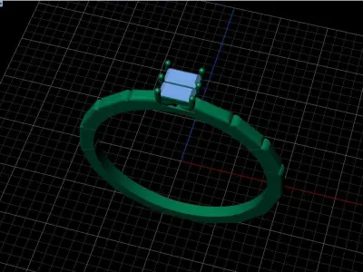 constructive ring jewelry with baguette gem stone Free 3D print model