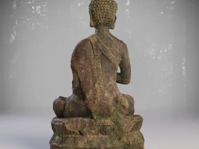 Old stone statue of Buddha Low-poly 3D model Free low-poly 3D model