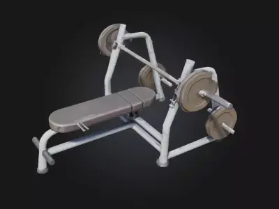Weightlifting Bench Station  Classic Gym Strength Setup 3D model