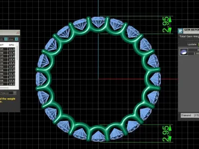 U Shaped Eternity Ring 2 point 8 mm stone size swiss 8 and EU48 3D print model