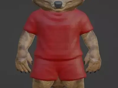 Realistic Furry Wolf Mascot for Animation Games Low-poly 3D model
