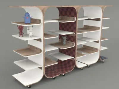 Bookcase Ton Ton Low-poly 3D model