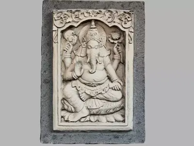Hindu God Ganesh Stone Barelief Bali style Low-poly 3D model