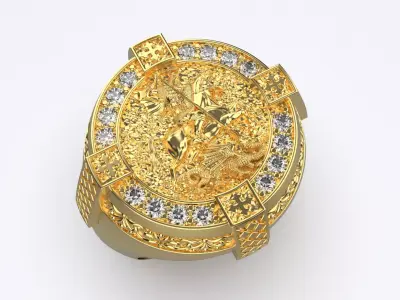 Men signet rings Saint George the Victorious 3D print model