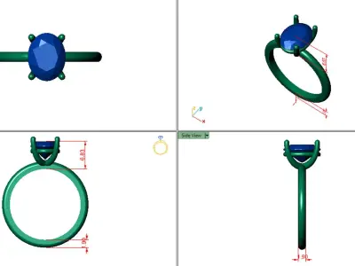 Oval Solitaire Ring Printable model 3dmodel  3D print model