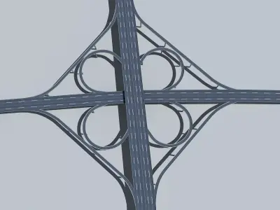 Highway Viaduct flyover  Low-poly 3D model