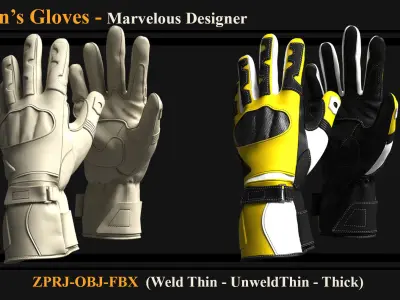 3 Men Gloves 3D model