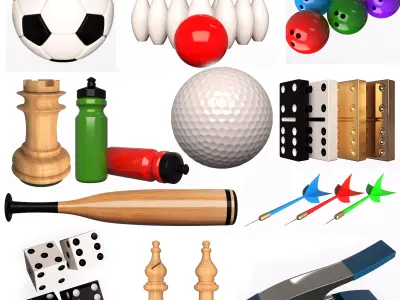 Sport Objects Collection Low-poly 3D model