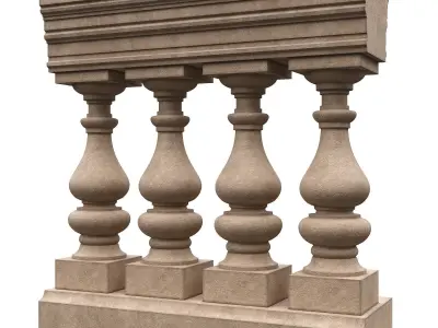 Stone balustrades 06-10 3D Model Collection