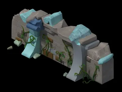Game Cartoon - City - City Wall 09 3D model
