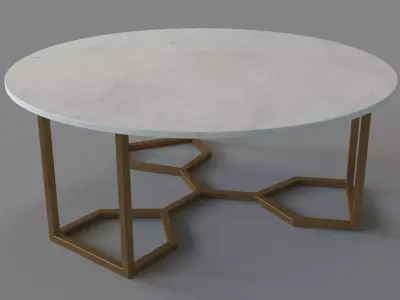 Summit Coffee Table Raw Brass 3D model