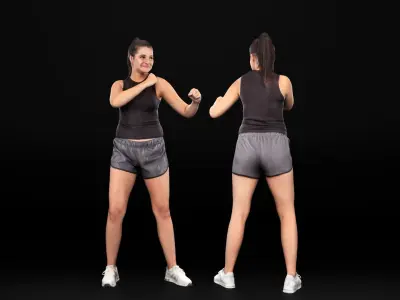 Female boxing 34 Low-poly 3D model