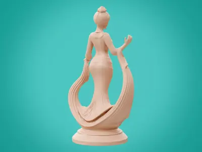 Classic Female Figurine Black Gold Sculpture 3d print ready 3D print model