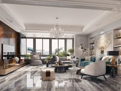 Luxury living room interior 3D model
