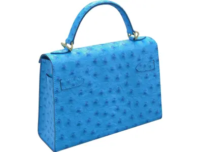 Hermes Kelly Bag Blue Ostrich Low-poly 3D model