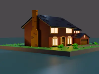 American House  Free low-poly 3D model