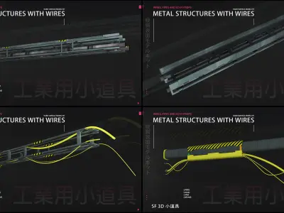 Wires  pipes and sci-fi props 3D model