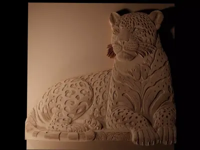 Jaguar CNC 3d Print High Relief Sand Casting 3D print model