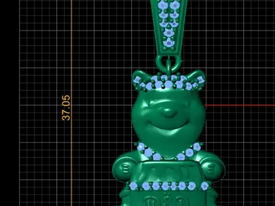 TEDDY BEAR PENDANT 3D PRINTABLE MODEL 3D print model