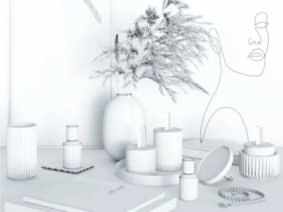 Decorative set with face sculpture 3D model