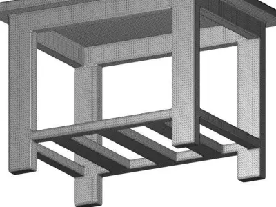 Teak wood table 3D print model