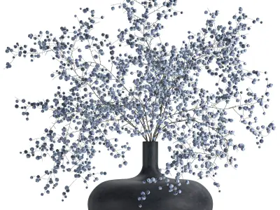Bouquet of branches with blueberries in a vase 95 3D model