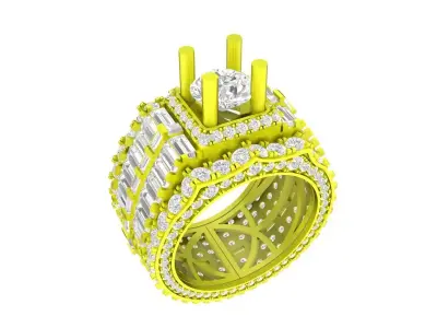 6965 luxury baguette diamond men ring 3D print model