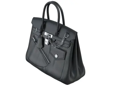 Hermes Birkin Rock Bag Black Low-poly 3D model
