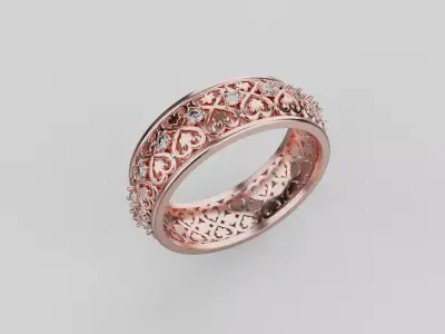 Luxury Gold Ring with Stones Ready for 3D Printing 3D print model