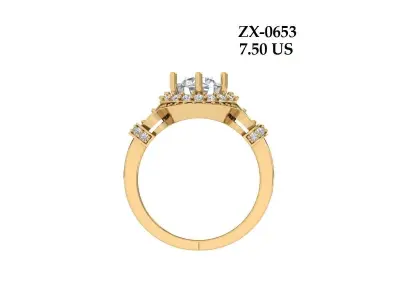 Solitaire Engagement Art Deco Ring 3D print model 5