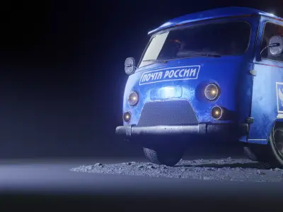 Game-ready Low-Poly model UAZ 452 Low-poly 3D model