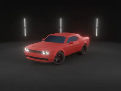 Dodge Challenger Hellcat Low-Poly Car Low-poly 3D model