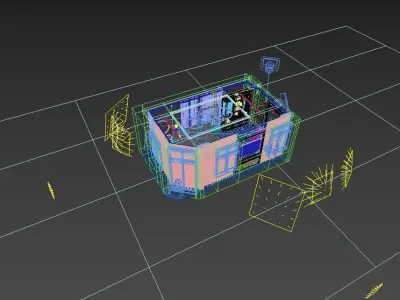 Luxury bedroom interior 3d scene 3D model