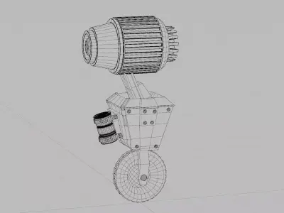 Uni Wheel Robot with Light Low-poly 3D model