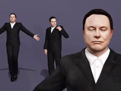 Realistic Business Elite Character Elon Reeve Musk with Facial 3D model
