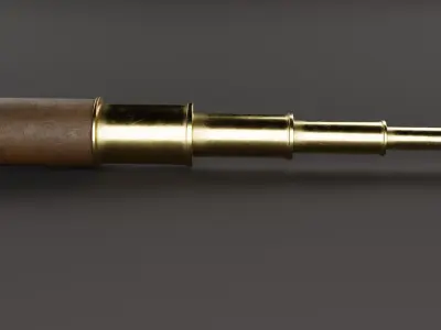 Vintage Brass Spyglass Low-poly 3D model