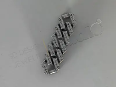 Luxury cuban chainlink 3d model with gems  3D print model