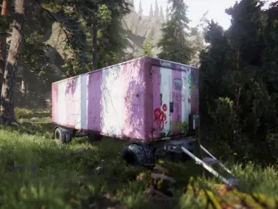 Old trailer Low-poly 3D model