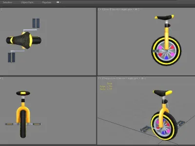 Cartoon unicycle Low-poly 3D model