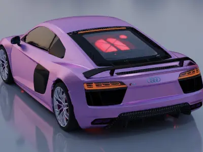 Pink metalic Audi R8 2018 Sport Car Low-poly 3D model
