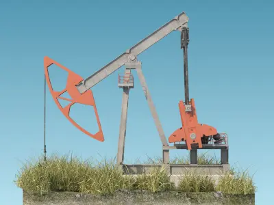 Oil Pumpjack isolated island 3D model