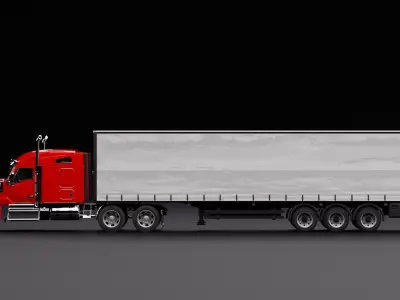 Kenworth 990 Truck Red 3D model