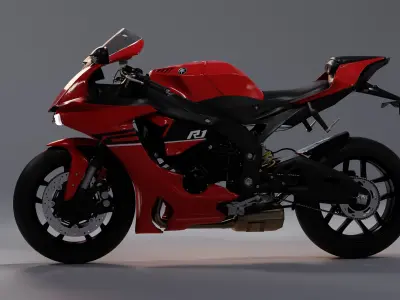 Yamaha R1 2015 Red and black Low-poly 3D model