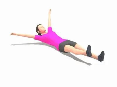 opposite hand to toe touch Exercise Woman Animation Low-poly 3D model