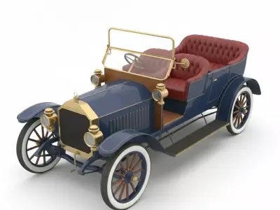 Early 20th Century Vintage Touring Car Low-poly 3D model