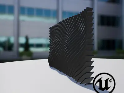 Waving Wall Panel C Low-poly 3D model