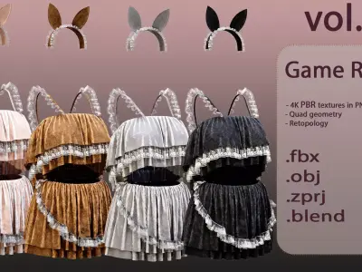 Cute uniform in 4 color -low poly- vol-05 Low-poly 3D model