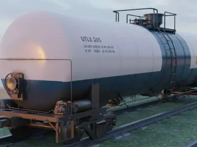 Railway Tank Car - Railroad - Train Tank Wagon Low-poly 3D model Low-poly 3D model